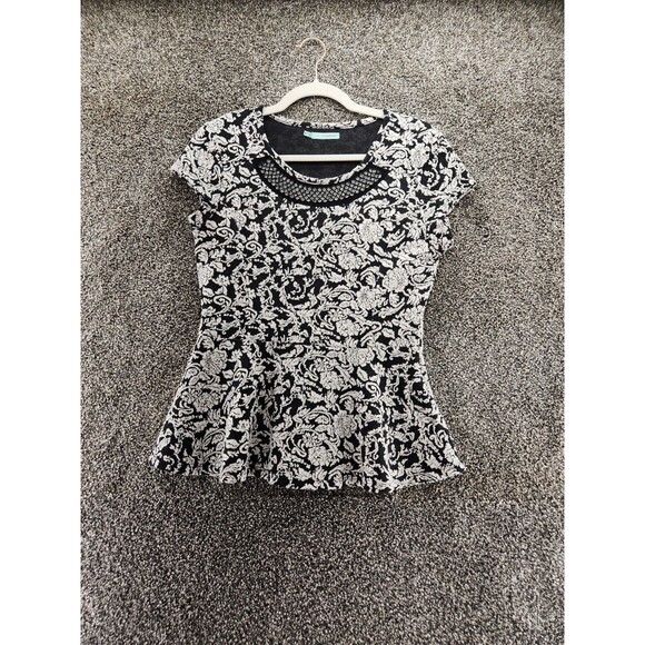 Maurices M Short Sleeve Black White Sweater - Picture 1 of 6